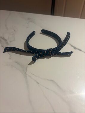 Lele Sadoughi Bardot Navy Studded Bow Headband - Women Accessories
